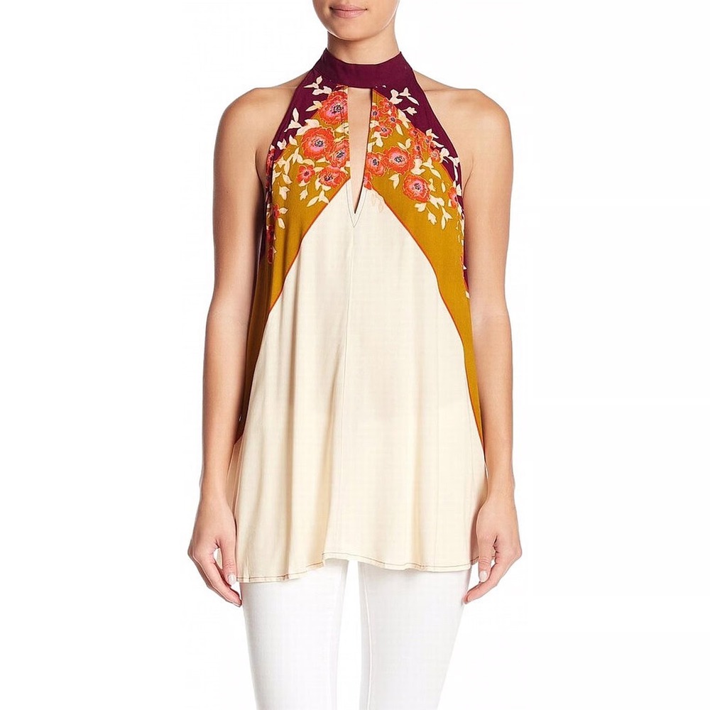 NWT $98 Free People Beat of my Heart Tunic‎ Size S Floral Boho Trapeze Top Dress